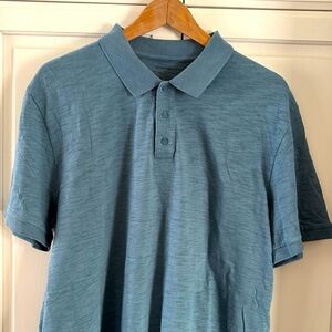 LIKE NEW - Vince Classic Blue Slub Short Sleeve Polo Shirt. 100% Cotton. M - XL.